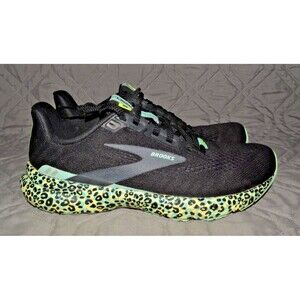 Brooks Launch 8 Womens Size 7 Running Shoes Black Mint Leopard Print Sneakers